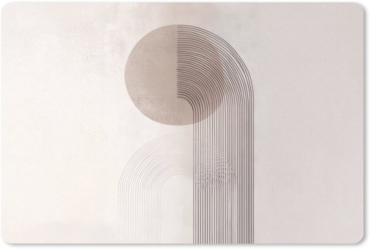 Muismat 27x18 cm - Mousepad Minimalistisch - Cirkel - Lichtgrijs - Muismatten
