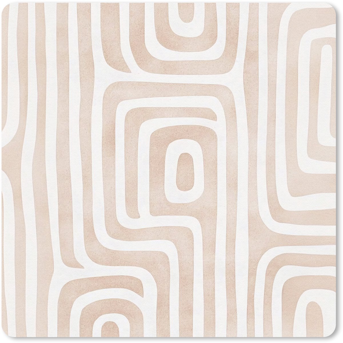 Muismat 20x20 cm - Mousepad Decoratief - Labyrint - Beige - Muismatten