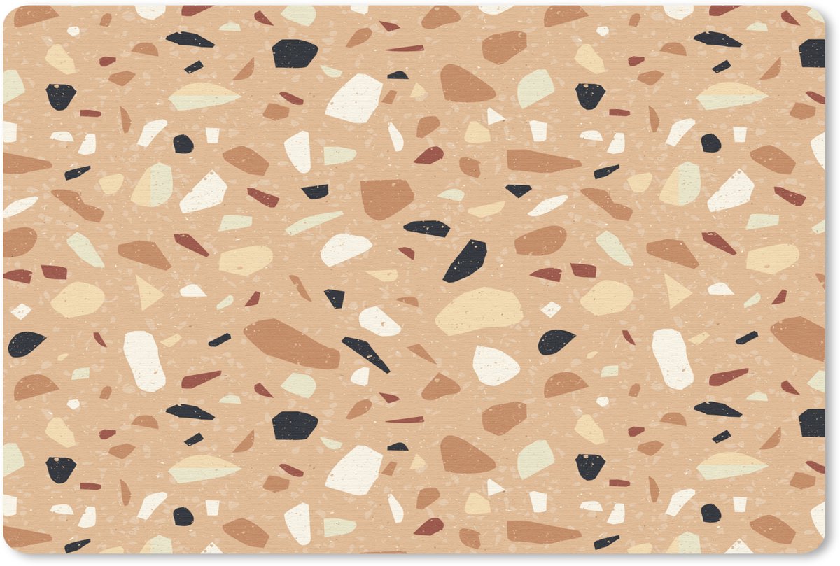 Muismat 27x18 cm - Mousepad Terrazzo - Patroon - Kleurrijk - Oranje - Muismatten