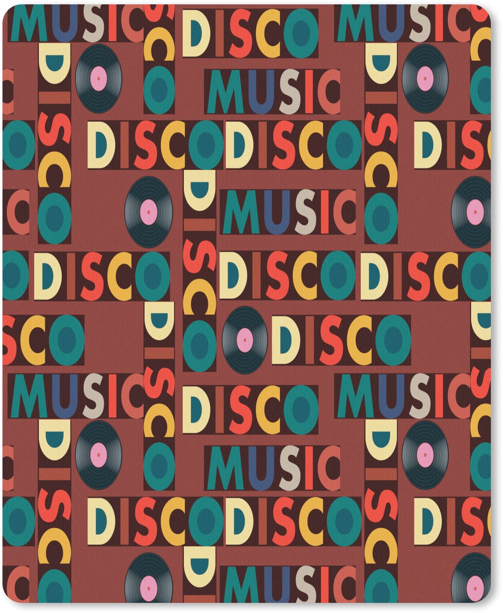 Muismat 19x23 cm - Mousepad Bruin - Retro - Disco - Patroon - Muismatten
