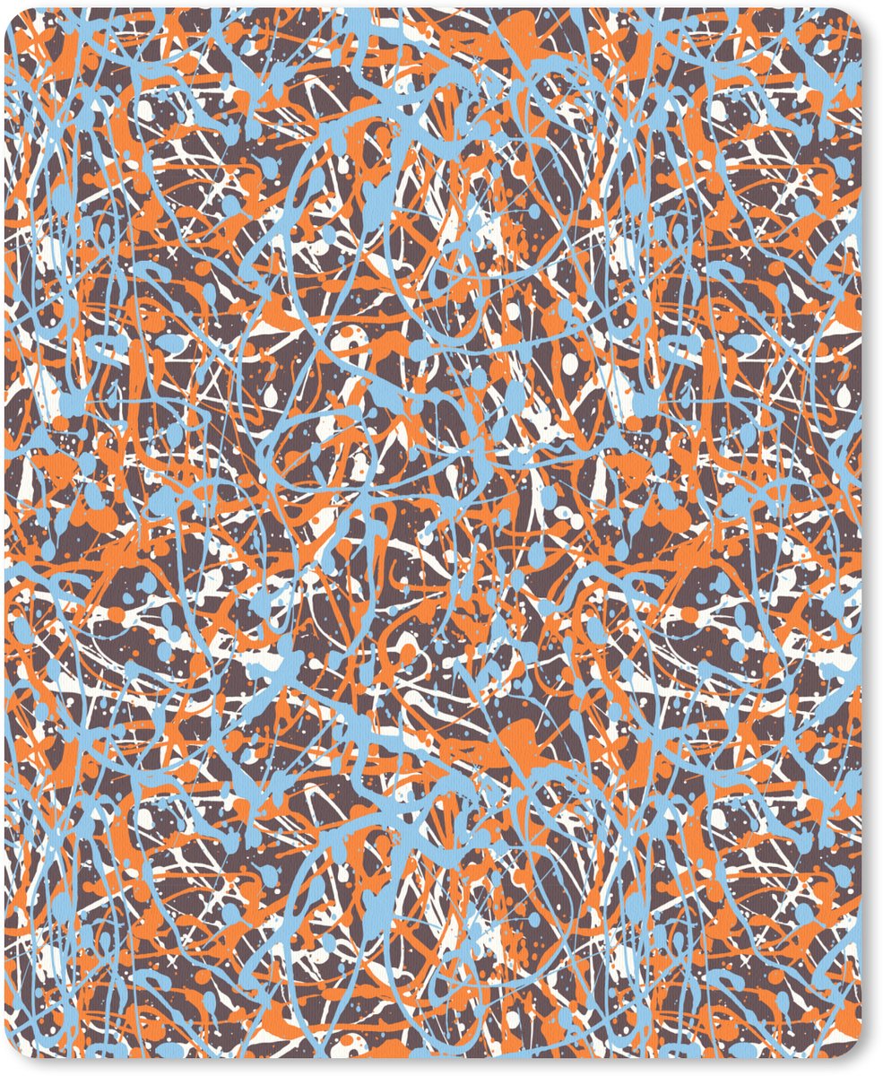 Muismat 19x23 cm - Mousepad Blauw - Waterverf - Chaos - Muismatten