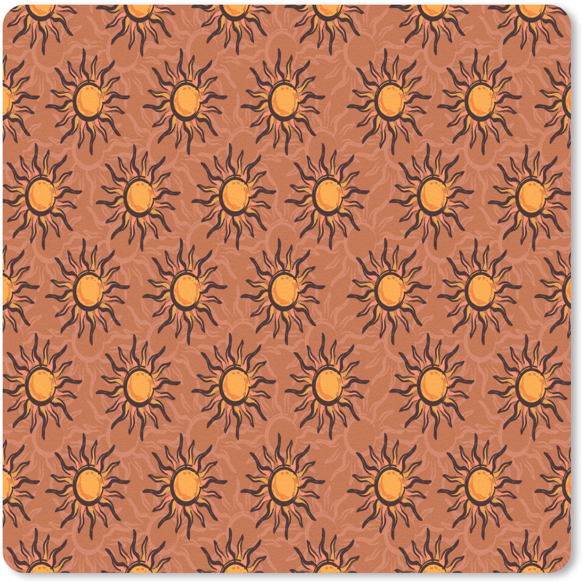 Muismat 30x30 cm - Mousepad Kust - Zonnig - Bruin - Oranje - Muismatten