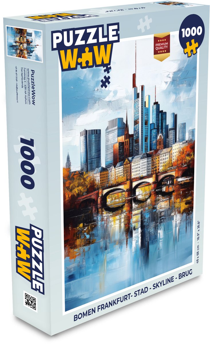 Puzzel Bomen Frankfurt- Stad - Skyline - Brug - Legpuzzel - Puzzel 1000 stukjes volwassenen
