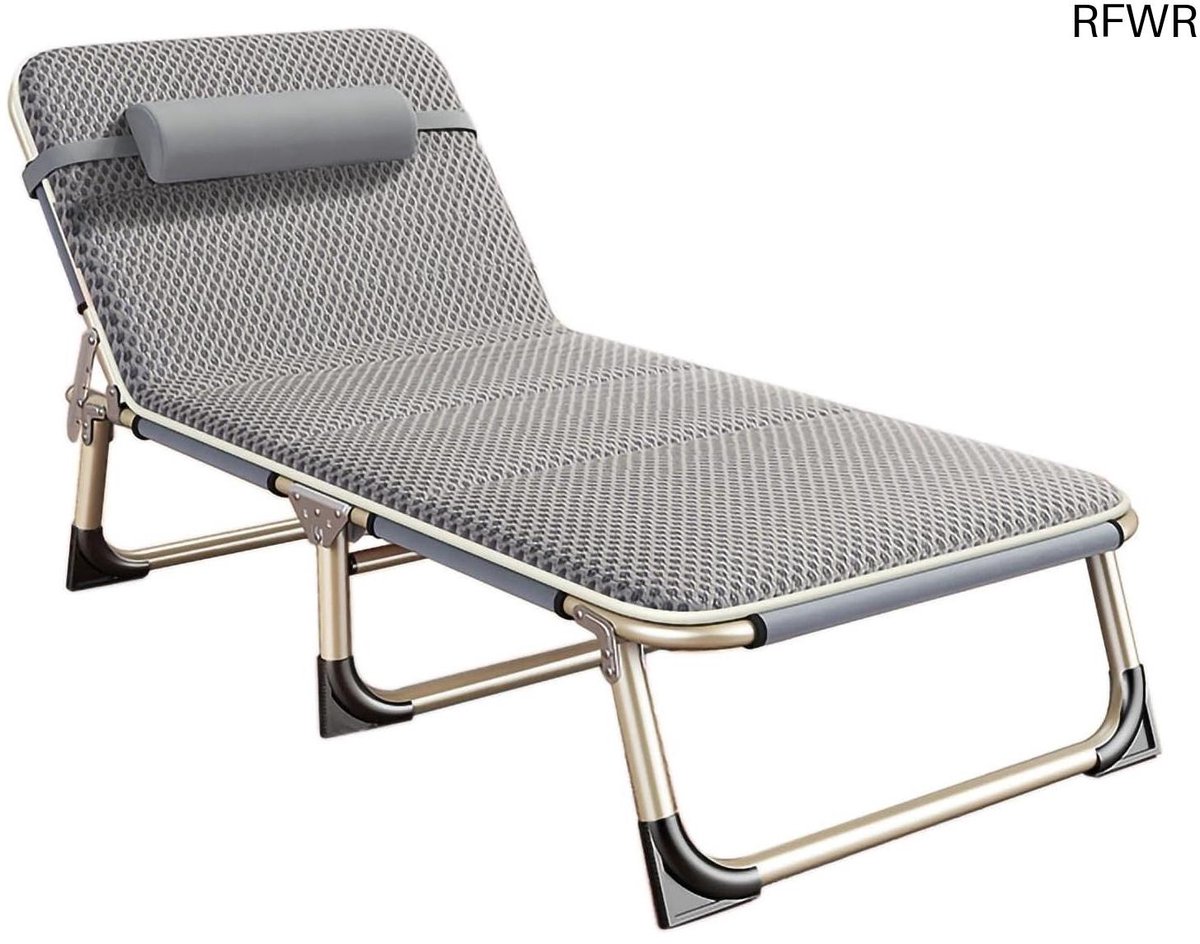 RFWR® Opklapbed Eenpersoons Kampeerbed met Rugleuning voor Binnen en Buiten