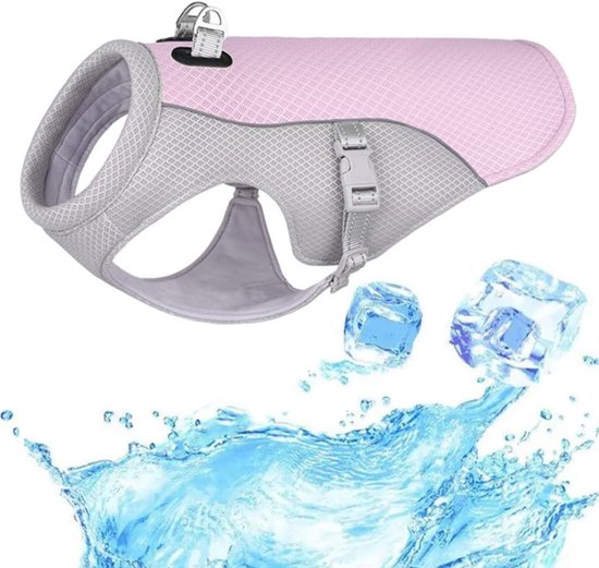 Koelvest voor honden (Roze, L) - Koeljas Hond - Koelvest voor hond - Verkoeling Hond - Cooling Vest - Met Verstelbare D-ring - Ademende Mesh Hondenjas - UV-bescherming - Verkoelend Harnas - Buiten, Wandelen, Jagen, Wandelen, Zomer