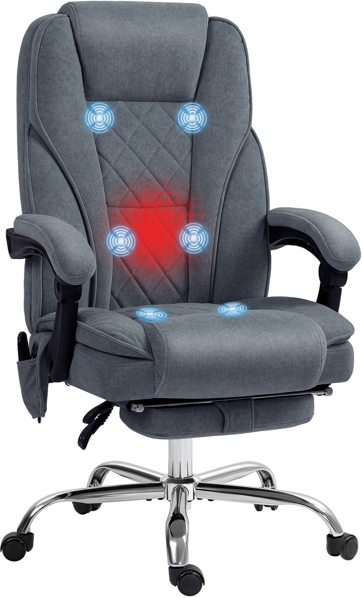 Vinsetto-Massagebureaustoel-Fluwelen (100% polyester)-67x72x119cm-Donkergrijs