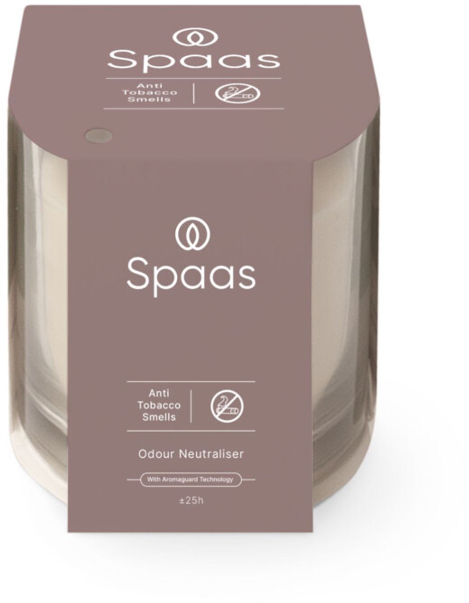 SPAAS Geurkaars in Transparant Glas Anti-Tabak Ivoor - 6 x 1 stuk - Voordeelverpakking crème