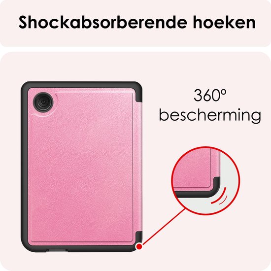 Hoes Geschikt voor Kobo Clara Colour Hoesje Bookcase Cover Book Case Hoes Sleepcover Trifold Met Screenprotector - Roze van Duxducis — afbeelding 5