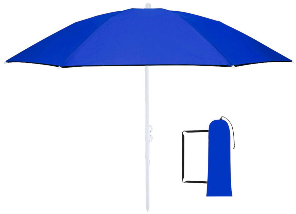 Strand parasol Vibe - D160 cm - blauw - opvouwbaar - verstelbare hoogte - met opbergtas