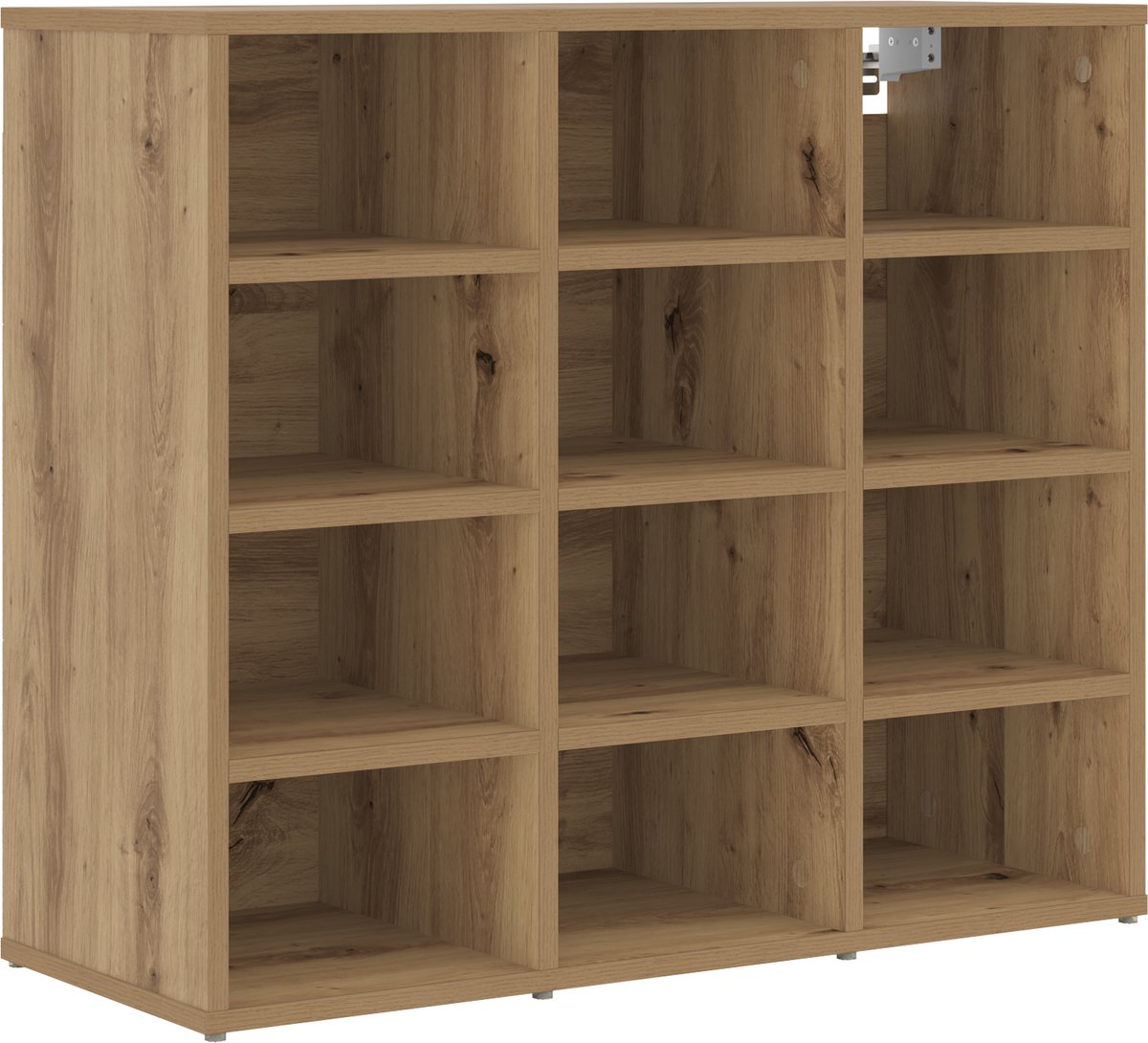 vidaXL Schoenenkast - 77,5 - x - 30 - x - 67 - cm - Bewerkt - hout - Artisanaal - eiken Artisanaal eiken