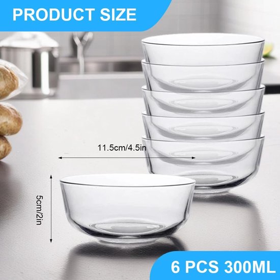 Umllpet Glazen schaaltjes, set van 6 stuks, 300 ml, kleine glazen