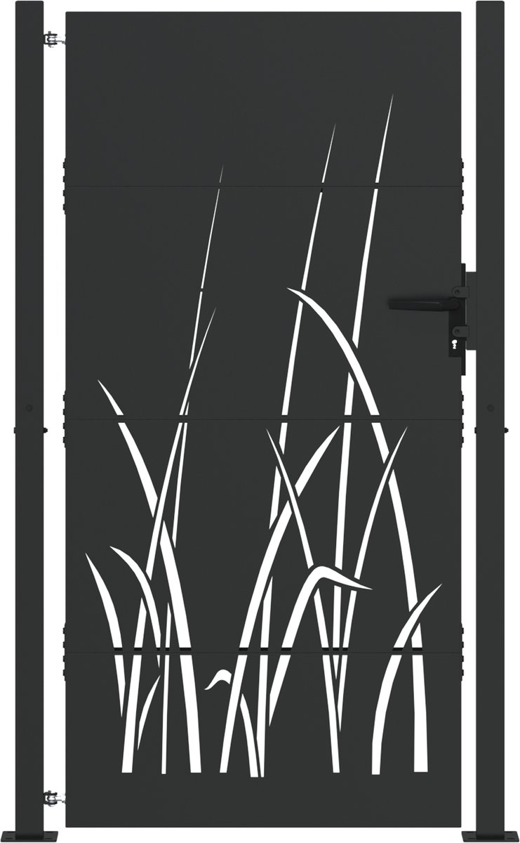 vidaXL - Tuinpoort - met - slot - Zwart - 110 - x - 205 - cm - Poedercoated - staal