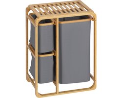 HOMCOM - Wasmand - Bamboe - Polyester - 50x32x69,7 cm - Natuur - Grijs