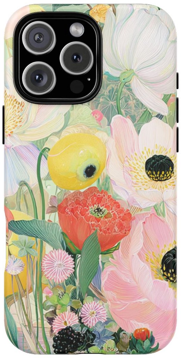 Lichte Pastelbloemen met Vogels – Telefoonhoesje Geschikt voor iPhone 16 Pro Max