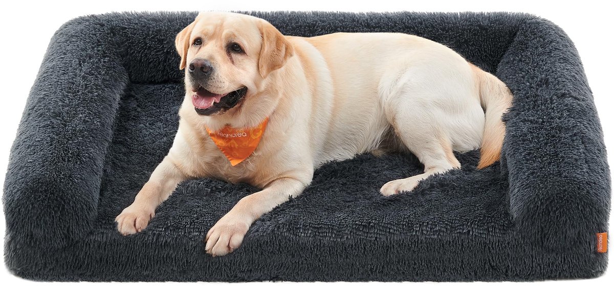 Feandrea FluffyHug Hondenbed, Hondenkussen Maat XXL, Hondenmat voor Grote Honden, Hondensofa met Noppenschuim, Afneembare en Wasbare Hoes, 122 x 85 x 24 cm, Donkergrijs PGW234G02