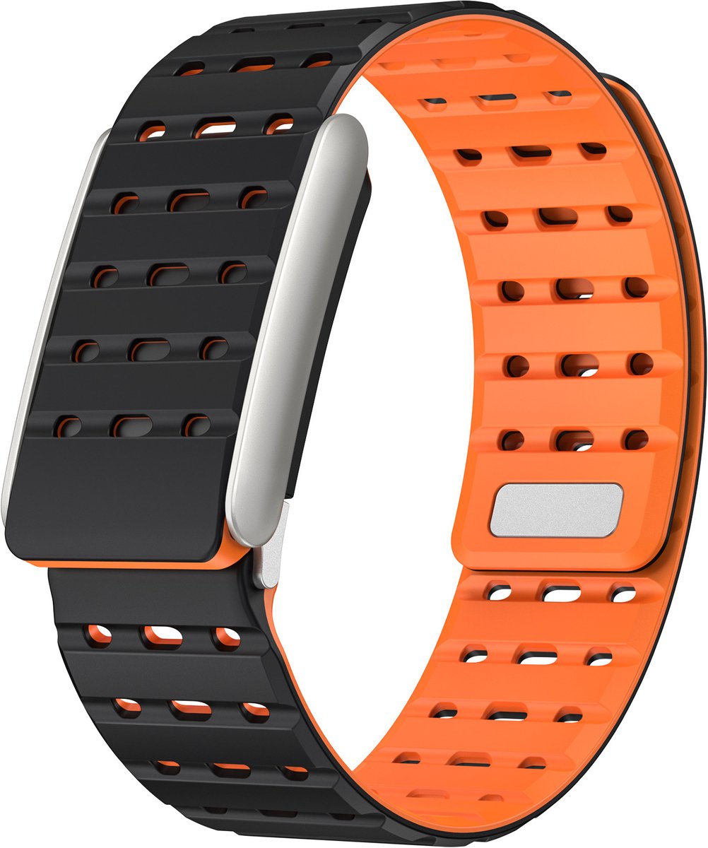 Strap-it Magnetisch siliconen bandje - geschikt voor de Whoop 5.0 (zwart/oranje)