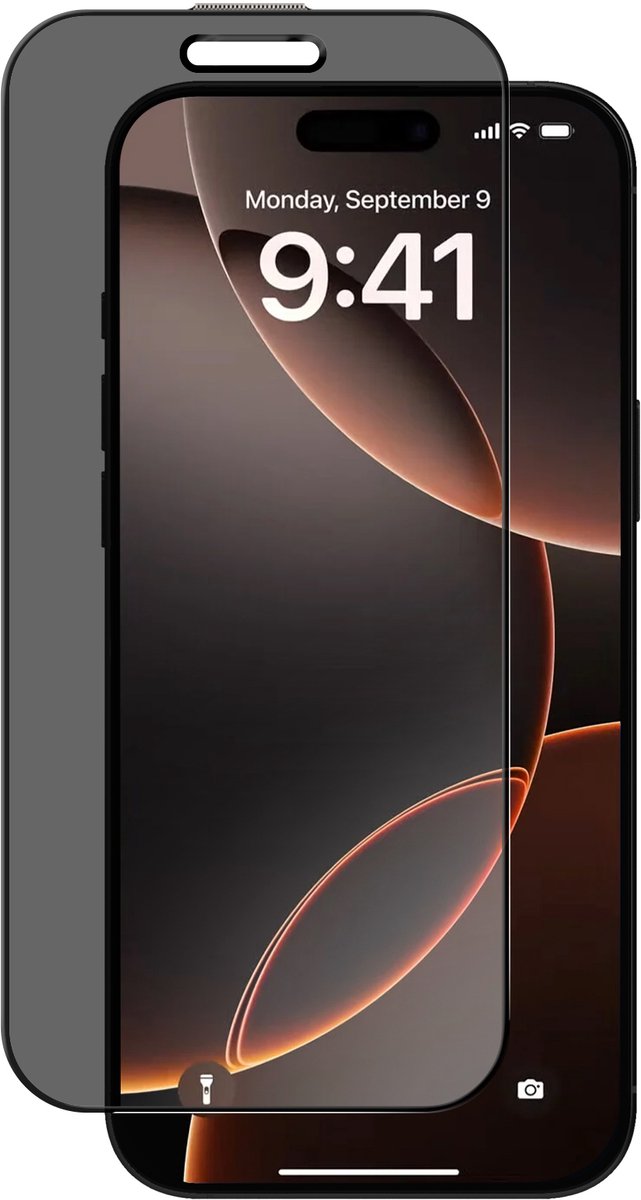 Avizar Gehard glas Geschikt voor Apple iPhone 16 Pro Anti-Spy 9H hardheid, Zwart