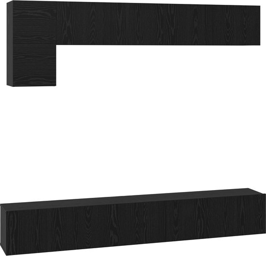 Wandtafel met lade met plank Anders met opslag Zwart eiken