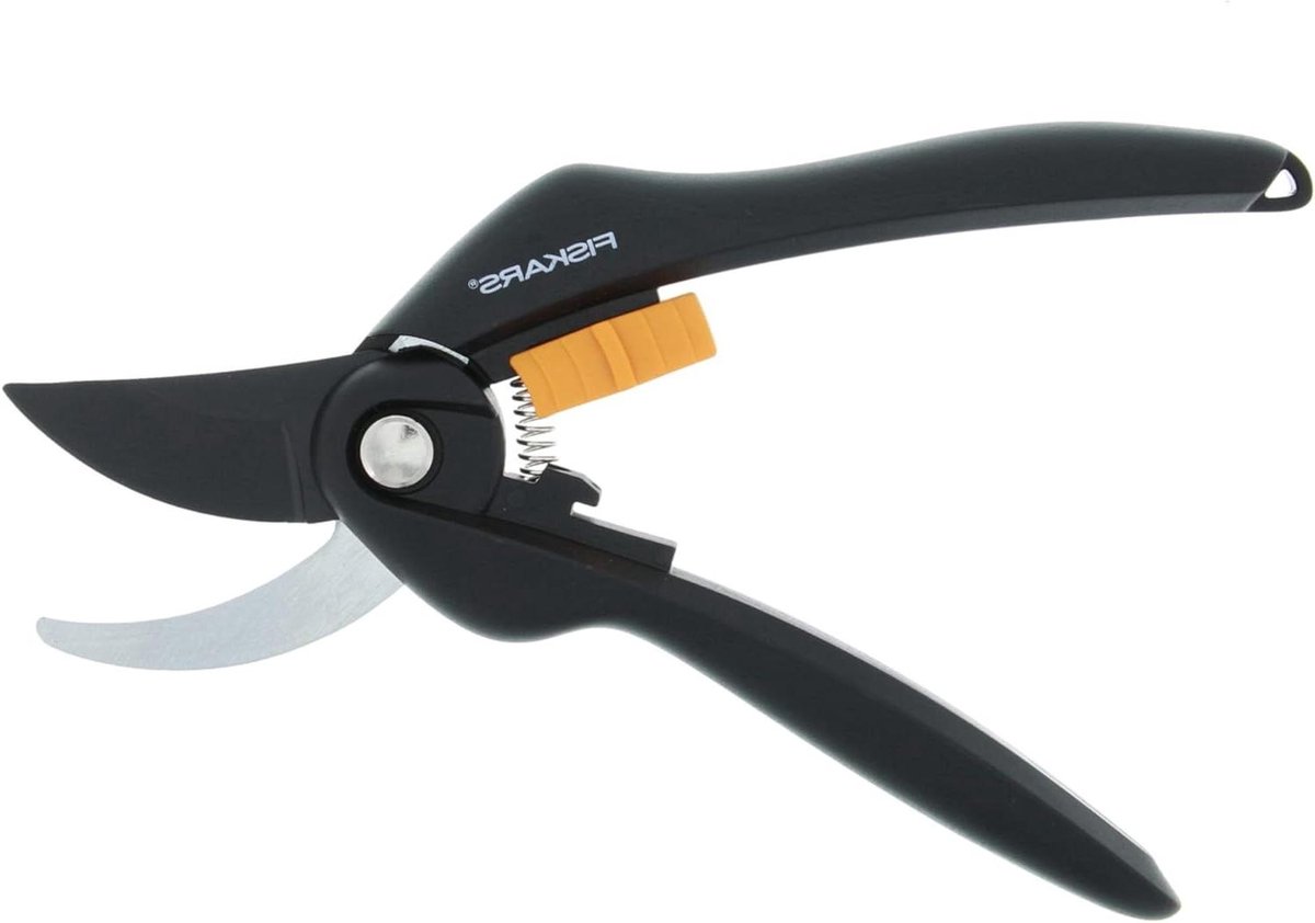 Bypass Pruning Shears for Young Branches and Twigs - Non-Stick Coating, High-Quality Steel Blades, 20 cm Length, Black Orange - SingleStep P26 1000567