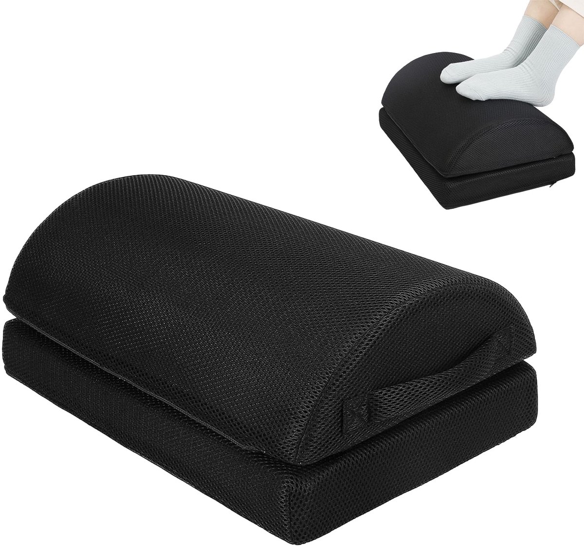 Unyqoos Bureauvoetensteun met ergonomisch traagschuim en antislipfunctie voor ultiem comfort Zwart