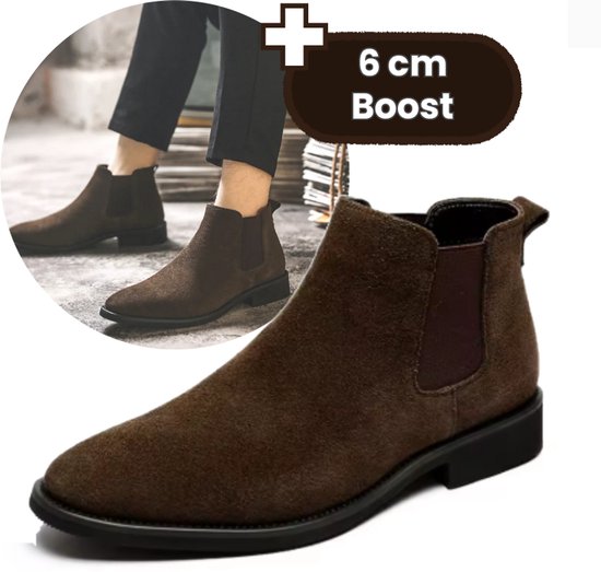 Bottines Chelsea Bottes pour femmes pour hommes | Augmentation de la longueur de 6 cm | Chaussures rehaussantes soignées | Augmentation invisible | Marron