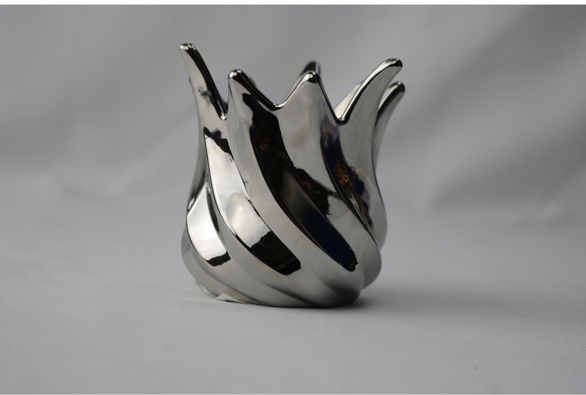 Waxinelichthouder zilver 9x9x9,3cm