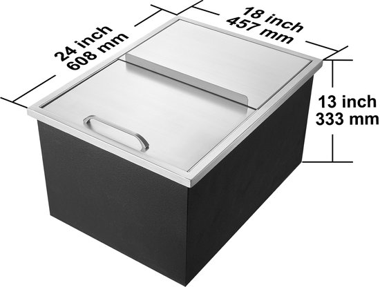 Inbouwkoelbox, 61 X 45 X 33 Cm (L X B X H), Roestvrijstalen Koelbox, 40,9 Qt CommerciëLe Ijsbox met Schuifdeksel, Aftapplug voor Wijn En Bier In De Buitenkeuken van Merkloos — afbeelding 4