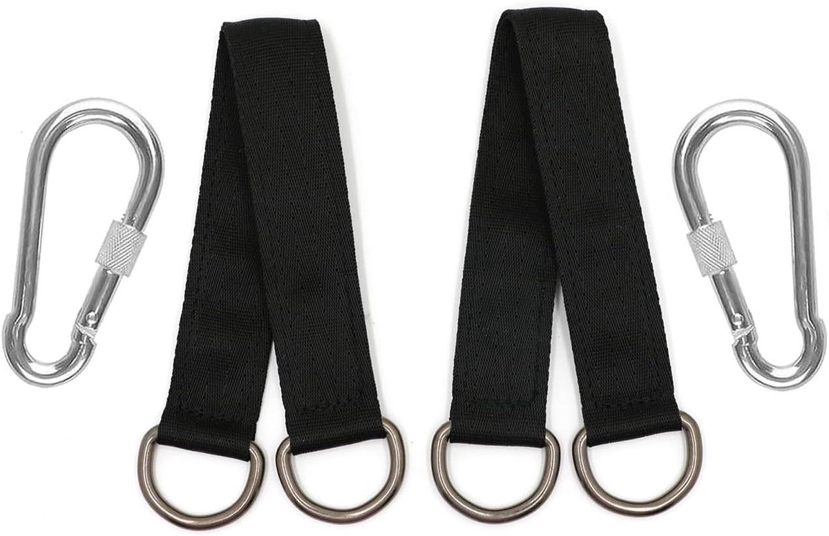 Allecto Plus - Hangende Schommelbanden 2-Pack 30 cm voor Schommel en Hangmat - Inclusief Karabijnhaken en D-ringen - Verstelbare Zware Banden voor Schommels en Hangmatten