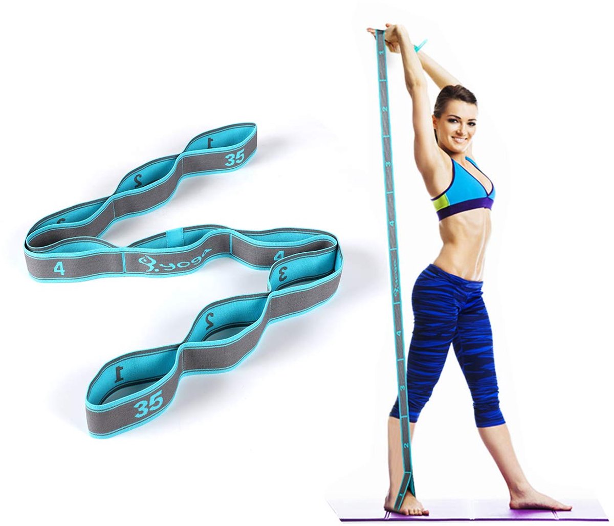 Yogastretch-ondersteuningsriem - Stretchband voor Yoga - 9 strikken