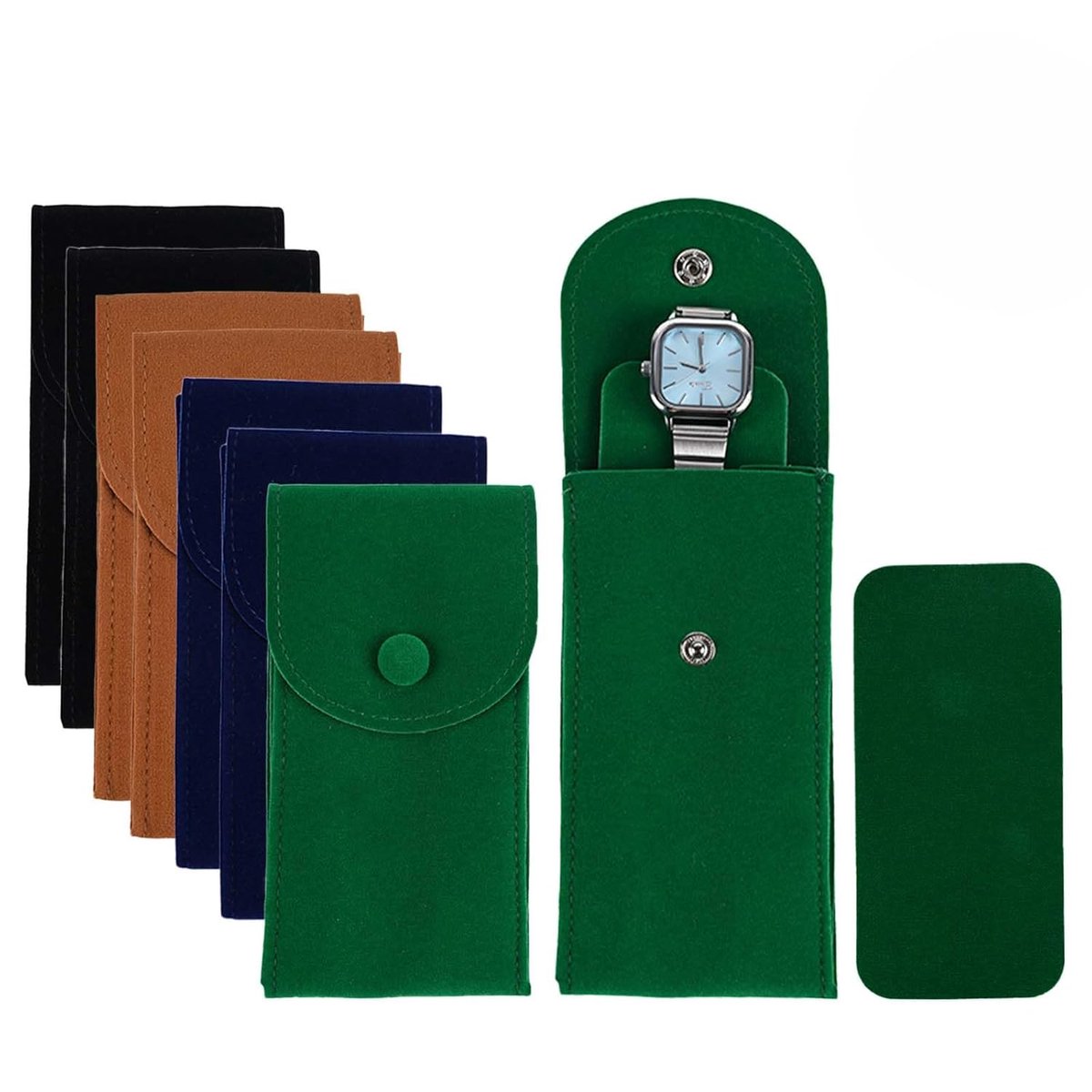 Fluwelen Horloge Pouch - Organizer - 8 Stuks - Mix Kleuren