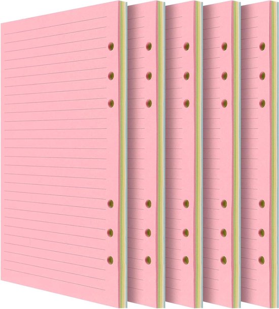 Recharge de papier ligné A5 à 6 trous pour classeur à 6 anneaux Recharge de papier ligné A5 à 6 trous pour classeur à 6 anneaux