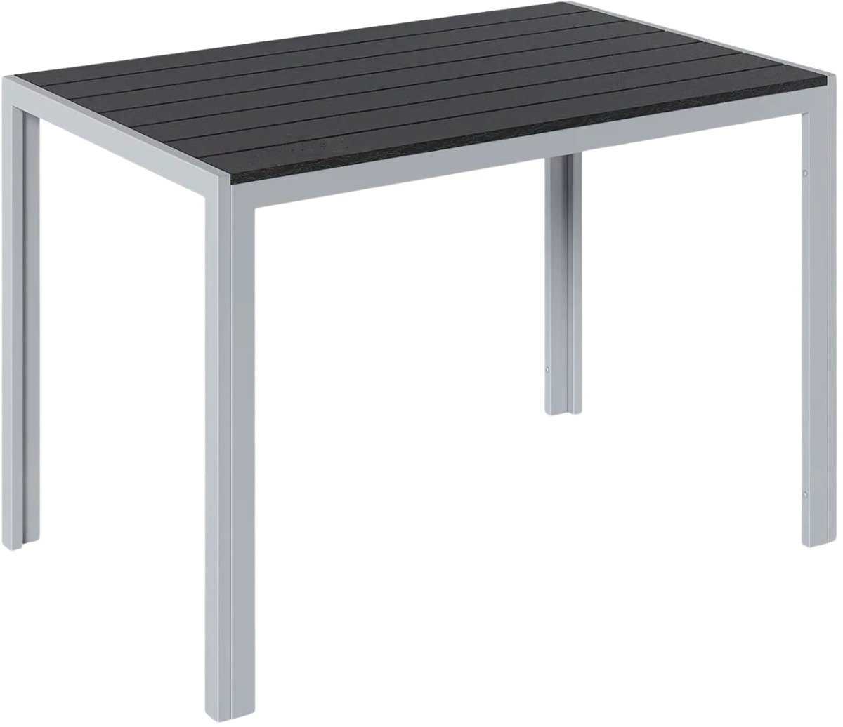 Tuintafel Valora - Buitentafel - Eettafel buiten - Outdoor - Voor Tuin & Terras - Rechthoekige Aluminium Tafel met Metalen Lattenbodem - 110x70x73 cm - Grijs
