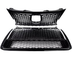 Grille Apexline - Voorbumper Grille - Voor Lexus CT200H (2014-2017) - Bovenste + Onderste Grillmontage - Glanzend Zwart
