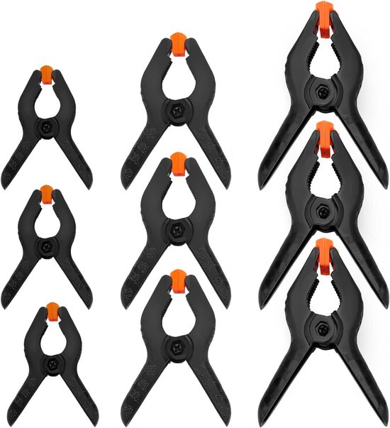 Nadinsta 8-delige Veerklemmen Set - 3/4/6 Inch Heavy Duty Nylon Klemmen Voor Houtbewerking En Doe-het-zelf Projecten