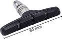 Zwart V-brake remblok van 60 mm met metalen stalen bout.