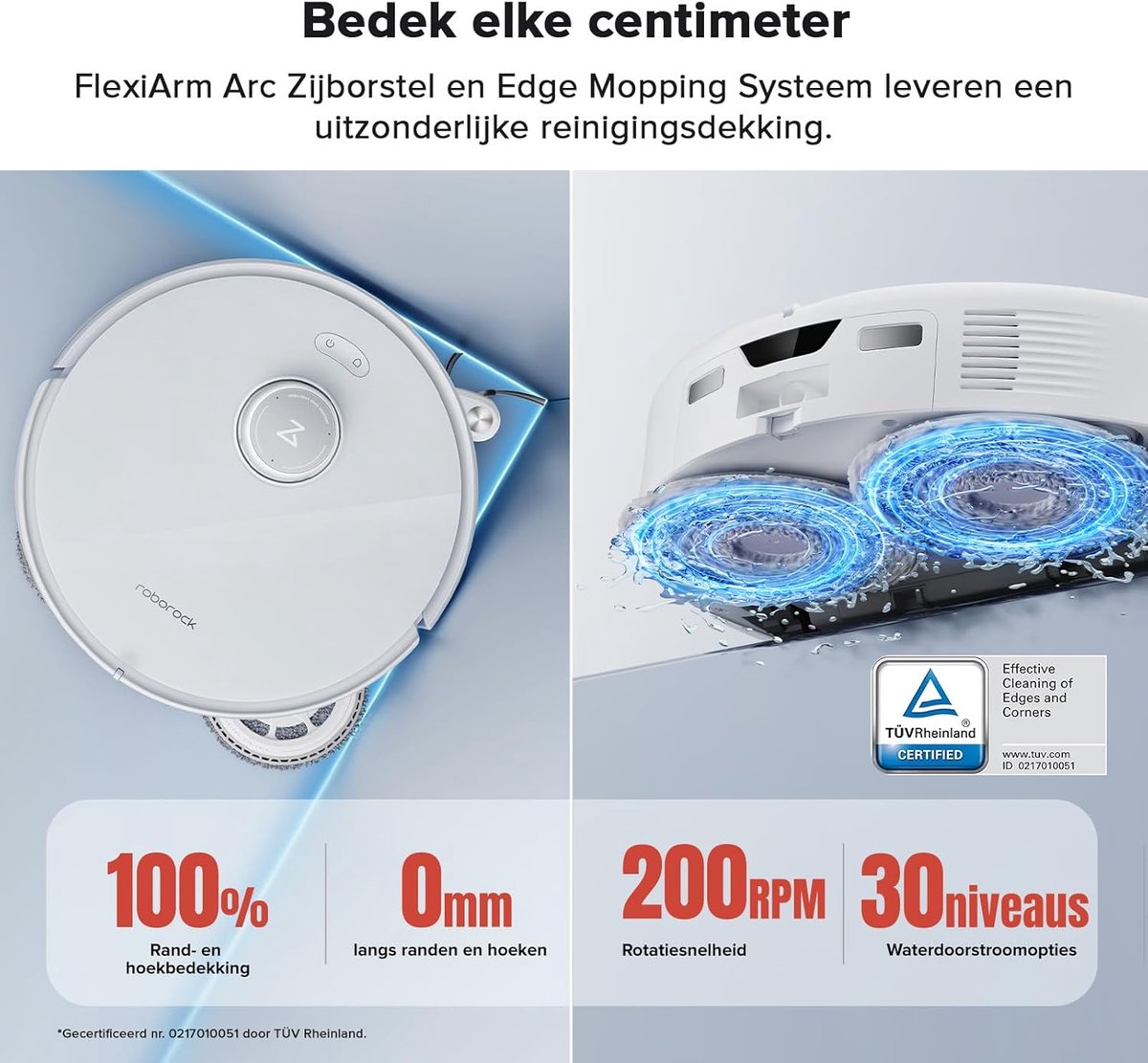 Afbeelding 2 van Roborock Qrevo Curv – Robotstofzuiger met dweilfunctie – 18500 Pa zuigkracht – Zelfreinigend dock & AI-navigatie – Dual Anti-Tangle-systeem – AdaptiLift-chassis – 75 ℃ warmwater mopwas – Intelligente vuildetectie & spraakassistent – Wit
