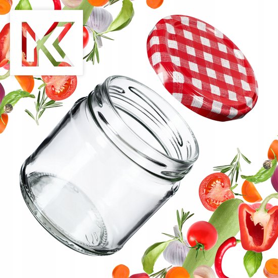 KADAX Kleine Inmaakpotten 200 Ml Jampotten Fi66 Mm Mini Glazen Voor Honing En Specerijen Luchtdichte Weckpotten Ronde 10 Stuks Rood Geruit 661474699