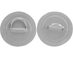 2Pcs Marine Fixed Buckle Paddle Board D-Ring Kayak D-Ring Pad Inflatable Boat D-Ring Patch with Bungee Cord for Marine Kayak(Grey)
