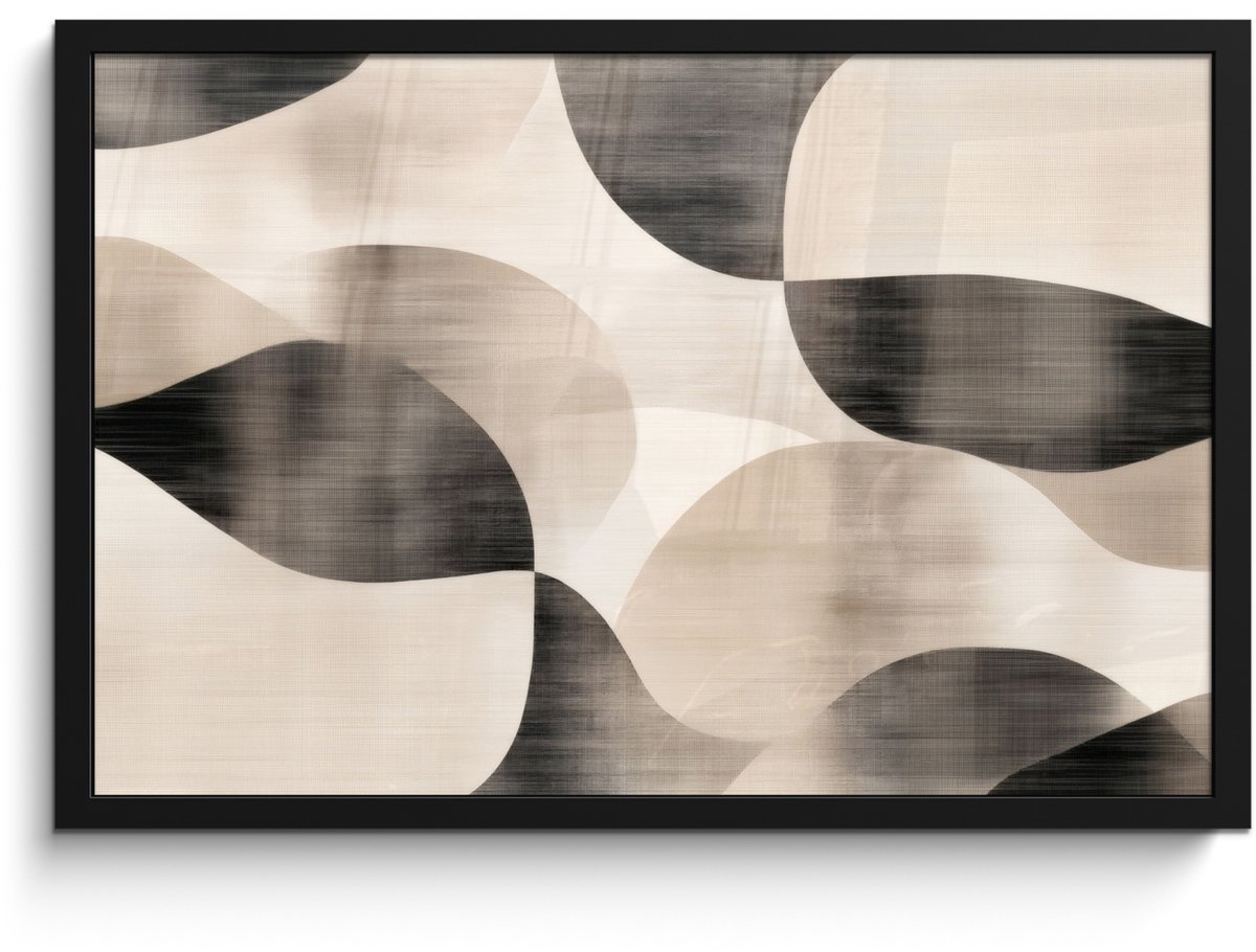 FrameYourWall Poster in lijst - Fotolijst 60x40 cm - Posters - Grillige vormen - Subtiele overgangen - Dynamisch - Posterlijst zwart - Decoratie - Wanddecoratie woonkamer - Muurdecoratie slaapkamer vormen - Dynamisch