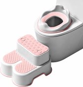 Stellar Kinder WC bril - Met Trapje - WC verkleiner - Met Opstapje - Wit/Roze - WC bevestiging