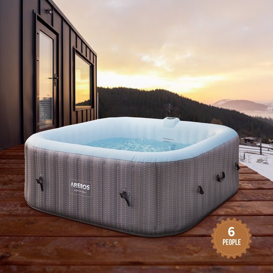 AREBOS Whirlpool | binnen & buiten | 185 x 185 cm | zelfopblazend | met verwarmi