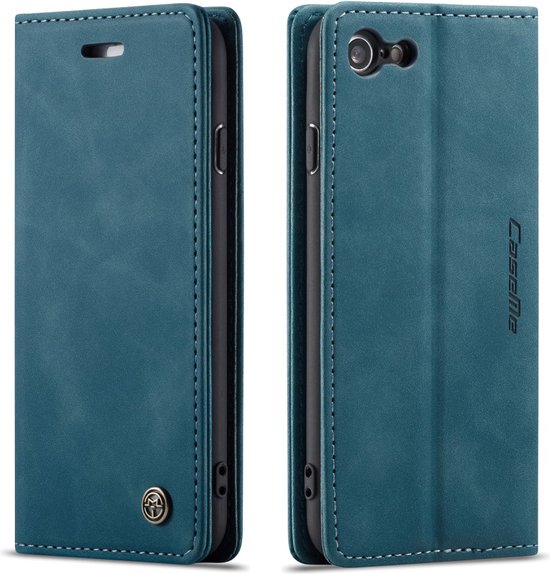 CaseMe Book Case - Geschikt voor iPhone SE (2022/2020), iPhone 8 / 7 Hoesje - Blauw