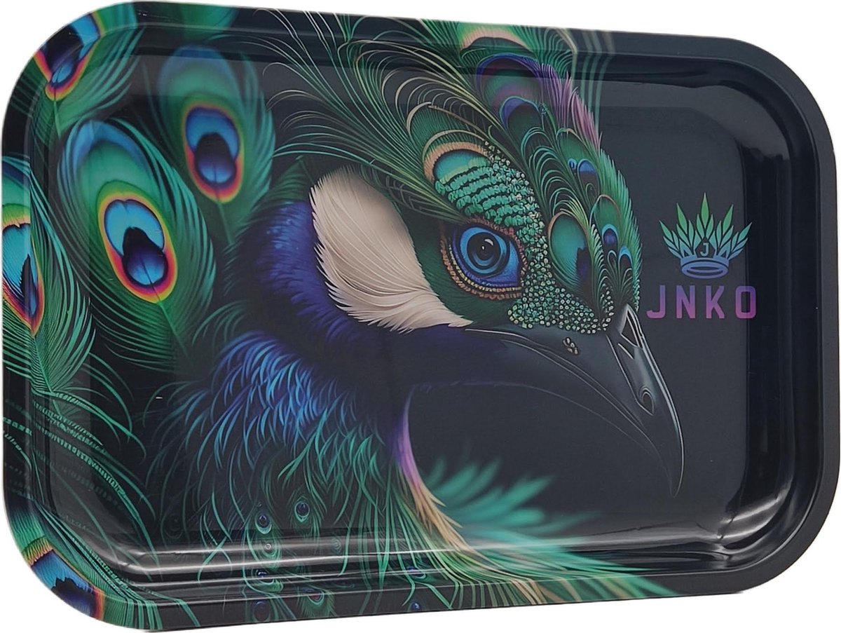 Metalen Luxe Dienblad | 29x19cm | Wilde Dieren Serie | Pauw | Decoratief Dienblad | JNKO