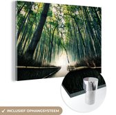 MuchoWow® Glasschilderij 60x40 cm - Schilderij acrylglas - Bamboebos in Arashiyama in Japan - Foto op glas - Schilderijen