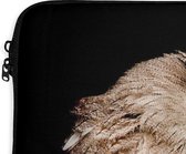 Laptophoes 13 inch - Uil - Vogel - Zwart - Laptop sleeve - Binnenmaat 32x22,5 cm - Zwarte achterkant