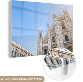 MuchoWow® Glasschilderij 120x80 cm - Schilderij acrylglas - Milaan - Zon - Duomo - Foto op glas - Schilderijen