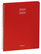 Agenda Brepols 2024-2025 - PREVISION - POLYPROP - Aperçu hebdomadaire - Rouge - Wire-O - 17,1 x 22 cm