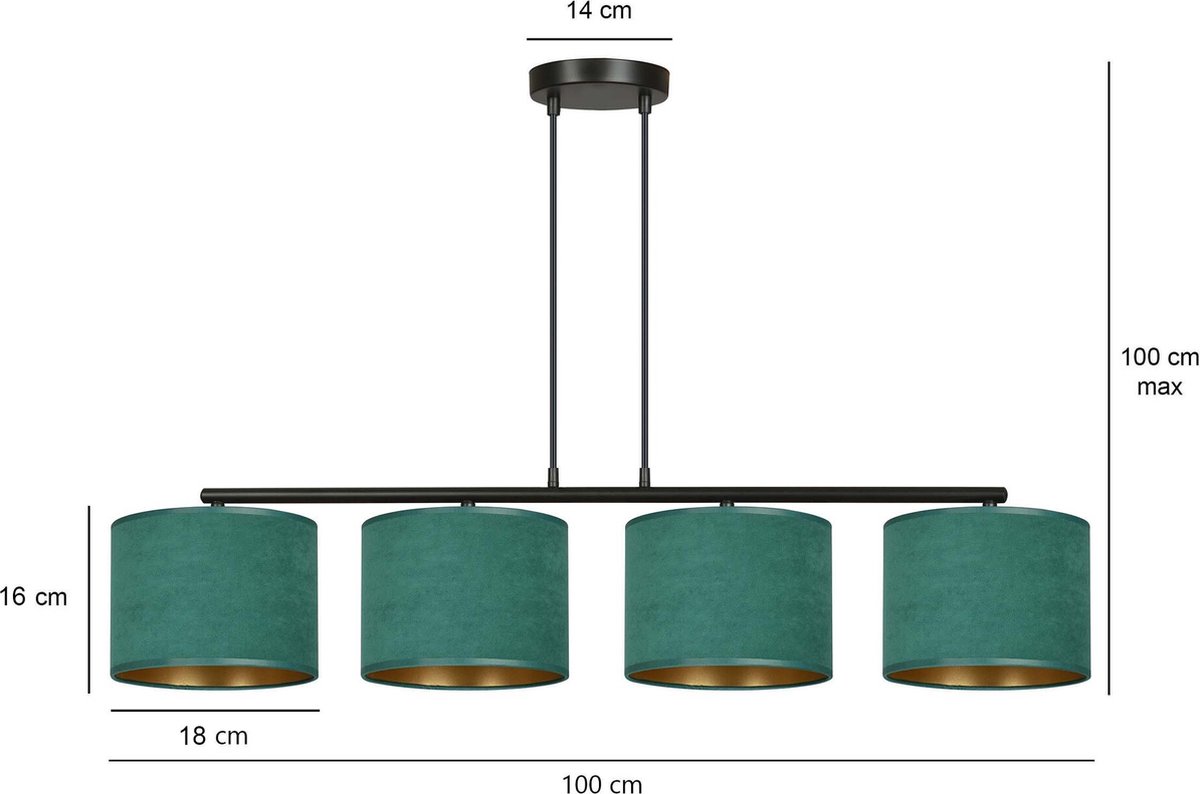 Emibig Fredensborg mooie brede hanglamp groen rond 4x E27 - Perfecte sfeerverlichting voor elke ruimte
