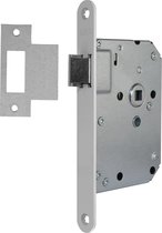 AXA Loopslot (model 7155) met witte voorplaat voor binnendeuren in alle draairichtingen. Inclusief sluitplaat en bevestigingsmiddelen
