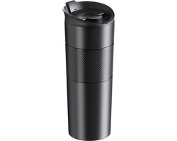 Electrox Zwart Thermofles - Premium Quality Tumbler -Travel Mug - Zwart - 500 ml - Thermosbeker met Lekvrij Deksel - Vacuüm - Dubbelwandig - Reisbeker - Roestvrij staal - Reisbeker - Thermobecher voor koffie en thee - Zwart Warm en Koud Houden